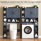 Vabches Over The Toilet Storage Cabinet with 2 Barn Doors, Blue - Image 4