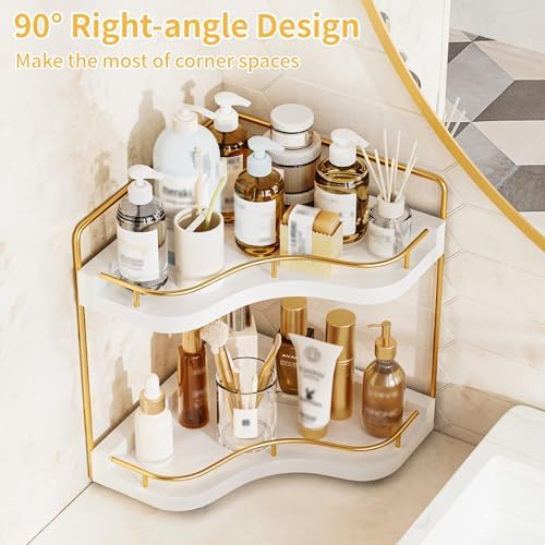 2-Tier Corner Bathroom Counter Organizer, Larger Size - Image 5