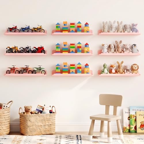 Lifewit Acrylic Floating Shelves for Wall 14" Pink, 6 Pack - Image 2