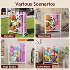 Homsorout Ball Storage Bin Rolling Sports Ball Cart, White - Image 4