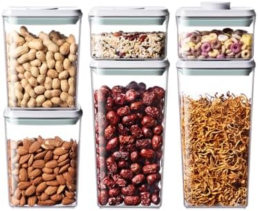 Pop Food Storage Containers Set, 6Pcs Airtight Containers with Lids for Kitchen Pantry Organizers and Storage,One Button Opening BPA-Free Food Containers for Cereal Flour Sugar(0.6, 1.3, 1.9Qt)*2 by EQI