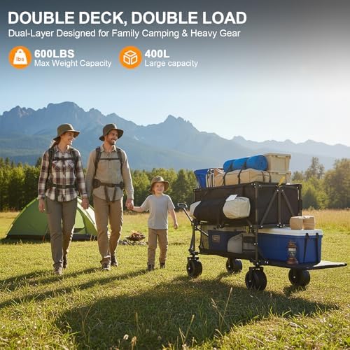 Double Decker Wagon Heavy Duty Collapsible, 600LBS 400L Capacity - Image 5