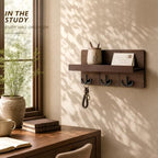 Rebee Vision Key Holder Wall Mount with 3 Hooks for Entryway, Retro Brown - Image 5