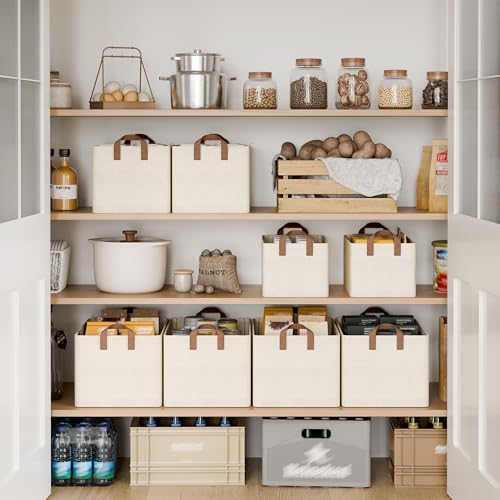 StorageWorks Closet Storage Bins, Storage Baskets for Shelf, Beige, 2-Pack - Image 3
