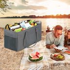 LHZK Standing Extra Large Utility Tote Bag with Metal Wire Frame and the Sides Rinforced, Extra Large Tote Bag with Handle, Reusable Grocery Bags Foldable, Beach Bag, Car Tote (Gray, 26''x15''x13'') - Image 6