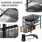 Simple Houseware Stackable 3 Tier Sliding Basket Organizer Drawer, Black - Image 4
