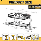 Power Tool Organizer Wall Mount, 2 Layers Heavy Duty 4 Cordless Drill Holder Tool Storage Rack with 8 Power Strip Battery Charging Station,Pliers Screwdrivers Organizer for Garage, Workshop,Tool Room - Image 3