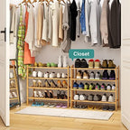 viewcare 4-Tier Bamboo Shoe Rack for Entryway, Stackable | Foldable | Natural, Shoe Organizer for Hallway Closet, Free Standing Shoe Racks for Indoor Outdoor - Image 2