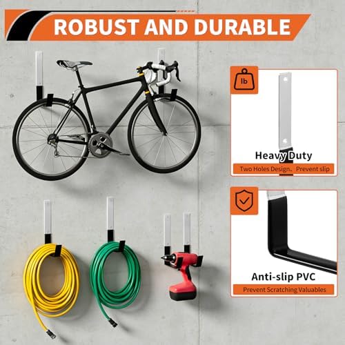 GeeWatom Heavy Duty Steel Garage Hooks,Garage Storage Utility Hooks,Anti-Slip Garage Hooks,Garage Garden Tool Organizer,Steel Wall Mount Hooks, Garden Hose Hanger, Black J Hooks (Large-6PC) - Image 3