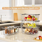 4 Pcs Stackable Wire Baskets for Pantry Organizers and Storage, Gray - Image 2