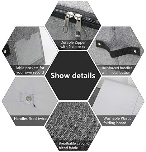 AMJ 29.5"*15"*7", Rigid Under Bed Garment Storage Bins, Folding & Washable, Soft Zip Lid, Black Gray - Image 3