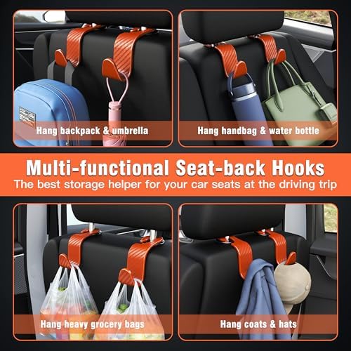 4-Pack Car Headrest Hooks Holds 55lbs Seat Storage Organizer for Bags - Image 5