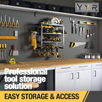 YYR 4 Layer Power Tool Organizer Wall Mount, Cordless Drill Hanger Storage Rack, Battery Tools Holder with Charging Station Shelf for Garage Organization, Workshop, Pegboard, Shed - 16 Inch 4 Slots - Image 6