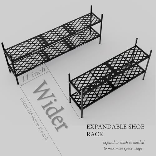 Shoe Rack, 45.6" Expandable Shoe Storage Organizer for Closet - Stackable - Image 4