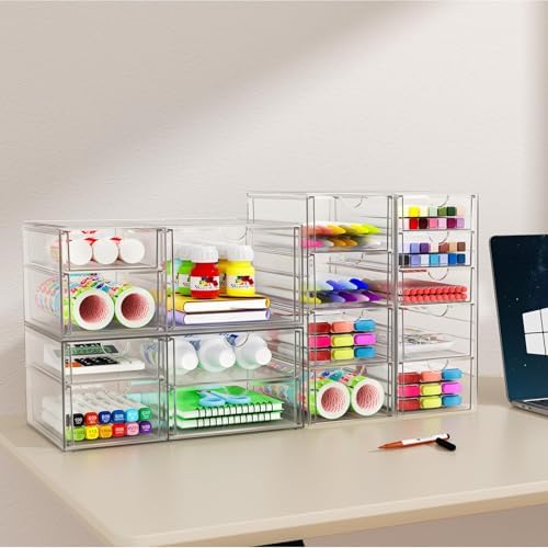 YFXCVSL 6-Pack Acrylic 31-Drawer Storage & Makeup Organizer for Desk - Image 5