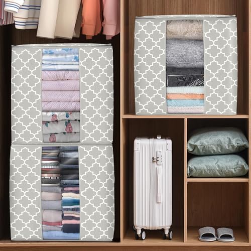 WISELIFE Storage Bags 2 Pack/100L Large Blanket Clothes Organization and Storage Containers for Comforters,Bedding, Foldable Organizer with Reinforced Handle, Clear Window, Sturdy Zippers,Lvory - Image 6
