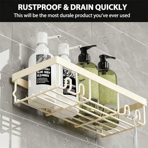 Moforoco Shower Caddy Shelf Organizer Rack, Self Adhesive Black Bathroom Shelves Basket, Home Farmhouse Wall Inside Organization and Storage Decor Rv Accessories, First Camper Apartment Essentials - Image 4