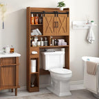 Vabches Over The Toilet Storage Cabinet with Sliding Doors, Caramel - Image 5