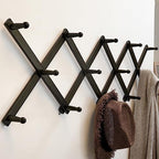 SKOLOO Hat Rack for Wall with 14 Hooks, Solid Wooden, Modern, Expandable Coat Rack Wall Mount for Coats, Hats, Bags, Baseball Caps, Dark Walnut Color - Image 2