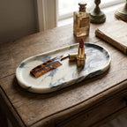 YKAJO Calacatta Viola Oval Marble Tray, 11.8x5.9 Vanity Perfume Organizer - Image 6