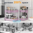 Sevenblue 2-Pack Under Sink Organizer with Hooks & Hanging Cup for Kitchen - Image 2
