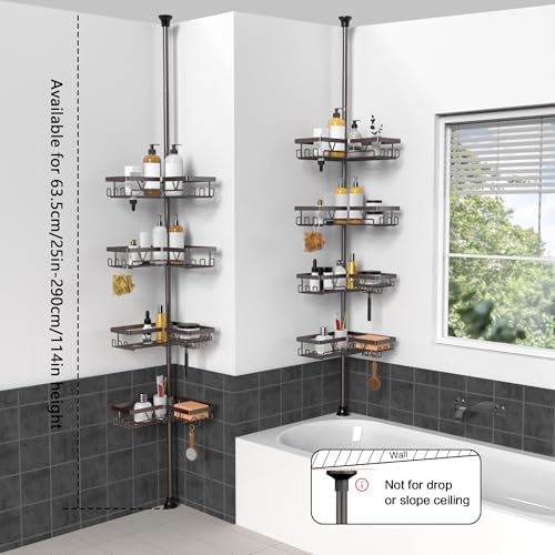 KEGII 4-Tier Corner Shower Caddy Tension Pole, Bathroom Shelf, Bronze - Image 6