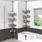 KEGII 4-Tier Corner Shower Caddy Tension Pole, Bathroom Shelf, Bronze - Image 6