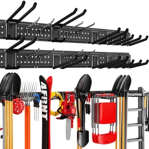 Garage Tool Organizer Wall Mount 99 inches with 18 Adjustable Heavy-Duty Hooks, Garage Organization, Garden Tool Storage Rack, Yard, and Shed, Holds Up to 750 lbs by ZICANYCO
