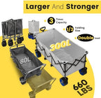 Sekey 300L Extended Collapsible Wagon, 660 lb Capacity, 48 in Long - Image 2