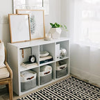 OrganiHaus 15x11in Canvas Storage Baskets 9 Pack | LARGE Fabric Bins for Shelves | Closet & Bedroom Storage | Gray/Off-White - Image 4