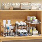 Delamu 2 Pack 3-Tier Bathroom Under Sink Organizers and Storage, Multi-Purpose Stackable Pantry Organization and Storage, Pull Out Clear Kitchen Bathroom Cabinet Organizer with Movable Dividers, Grey - Image 4
