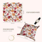 PU Leather Jewelry Valet Tray, Portable Catchall Tray for Keys, Wallet, Watch,Travel Jewelry Tray Organizer for Nightstand Desk Entryway Home Decor Gift for Women Men Orange Flowers - Image 5
