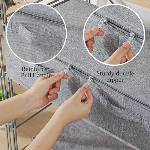 Underbed Fabric Storage Box with Lids,23.6x11.8x5.9in,Grey,2 Pack - Image 5