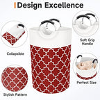 Fabspace Large Laundry Basket Laundry Hamper Bag Washing Bin Clothes Bag Collapsible Tall with Handles Waterproof Travel Bathroom College Essentials Storage for College Dorm, Family (Red) 75L - Image 3