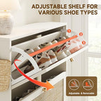 Nicetree Shoe Cabinet Storage for Entryway Slim 9.5" Freestanding Floor Base Shoe Storage Cabinet, 3 Flip Drawers with 3-Position Adjustable Divider, Holds 16-36Pairs, Bright White - Image 6