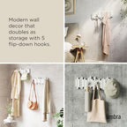 Umbra Sticks Wall Mount Coat Rack, 5 Hook Retractable Pegs, White - Image 4