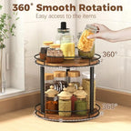 LAMU 12'' Wood Lazy Susan Turntable Organizer for Cabinet, 2 Tier Lazy Susan Spice Rack Organizer for Kitchen, Table Top, Countertop, Pantry, Bathroom - Image 3