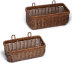 Wicker Wall Baskets Set of 2, Decorative Hanging Organizer for Kitchen, Living Room, Garage, Bathroom, Door Storage and Organizing by Nicestand