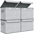 Univivi Decorative Fabric Storage Boxes with Lids, 4 Pack, Gray by Univivi