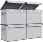Univivi Decorative Fabric Storage Boxes with Lids, 4 Pack, Gray by Univivi