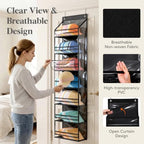 Lifewit 7 Tier Clear Over the Door Hat Rack, Baseball Caps Organizer, Black - Image 2