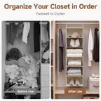 StorageWorks 6-Shelf Hanging Closet Organizer, Hanging Shelves for Closet, Fabric, Mixing of Beige, White & Ivory, 12" D x 12" W x 47 1⁄2" H - Image 6