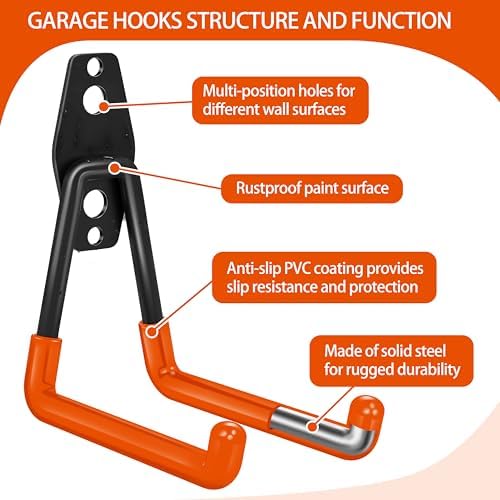 28 Pack Garage Hooks Heavy Duty with Non Slip PVC Coating - Image 3