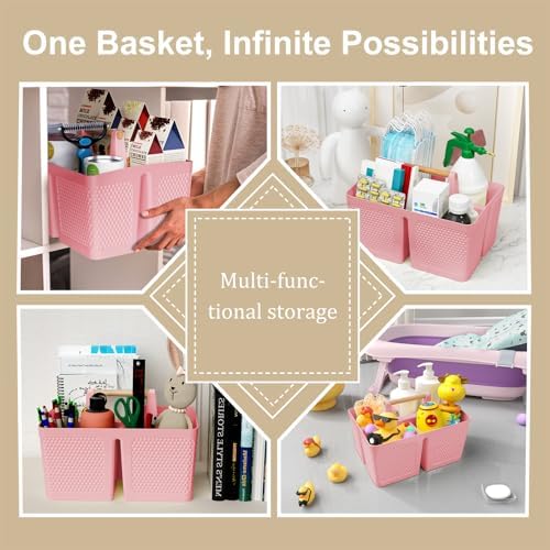 Shower Caddy Portable and Cleaning Caddy Organizer for Bathroom, Kitchen, Toiletries Storage ，Caddy organizer with handle, Rust-Resistant, Durable Material (Pink, 9.36" L×7.73" W×7.24" H) - Image 4