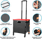 FELICON SELORSS Foldable Utility Cart Folding Portable Rolling Crate-Red - Image 2