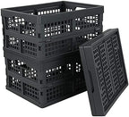 Idotry 3-PACK 15 L Folding Storage Crates, Stackable Collapsible Basket by Idomy