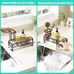 HapiRm Sponge Holder for Kitchen Sink - Self-draining Sink Caddy with Brush and Dishcloth Holders, Stainless Steel Kitchen Organizer for Countertop - Bronze - Image 3