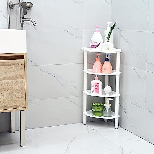 4 Tier Corner Shower Caddy, Rustproof, Plastic Shower Organizer for Bathroom, Bathtub, Shower pan, Bath Accessories Shower Caddies, 13.5 x 10 x 33.5 Inches, White (Round Slot White 4 Tier) - Image 2