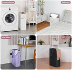 efluky Slim Laundry Basket, Narrow Laundry Hamper with Handles, Collapsible Dirty Clothes Hamper, Tall Laundry Bin for Laundry Room, Dorm and Bedroom, 12.7 Gallons(48L) Light Purple - Image 7