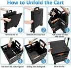 FELICON SELORSS Foldable Utility Cart Folding Portable Rolling Crate-Black - Image 4